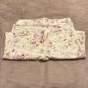 Pilcro and the Letterpress Floral Skinny Jeans - Cream and Pink